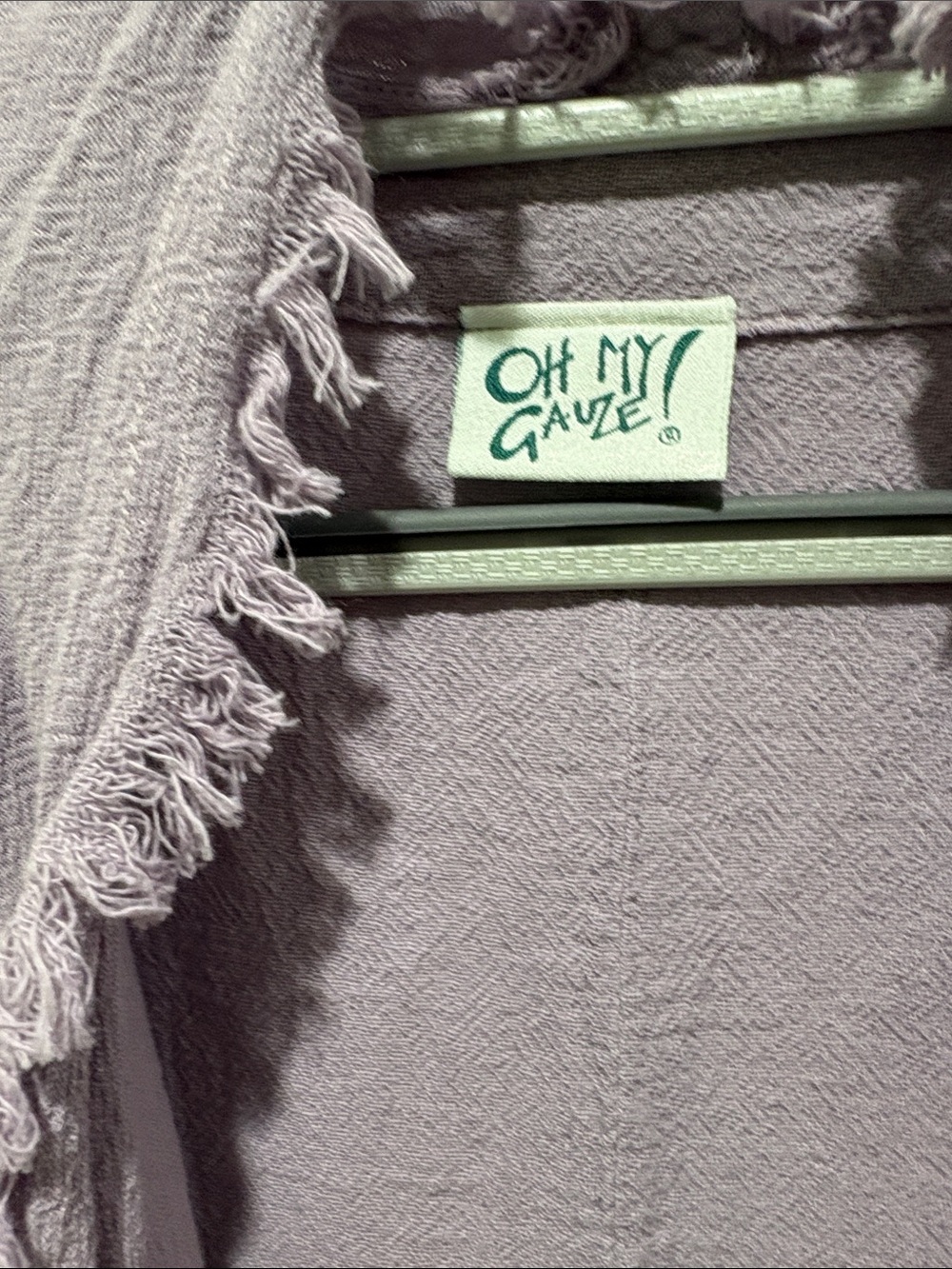 Oh My Gauze! Lavender Frayed Open Front Jacket - Picture 3 of 7
